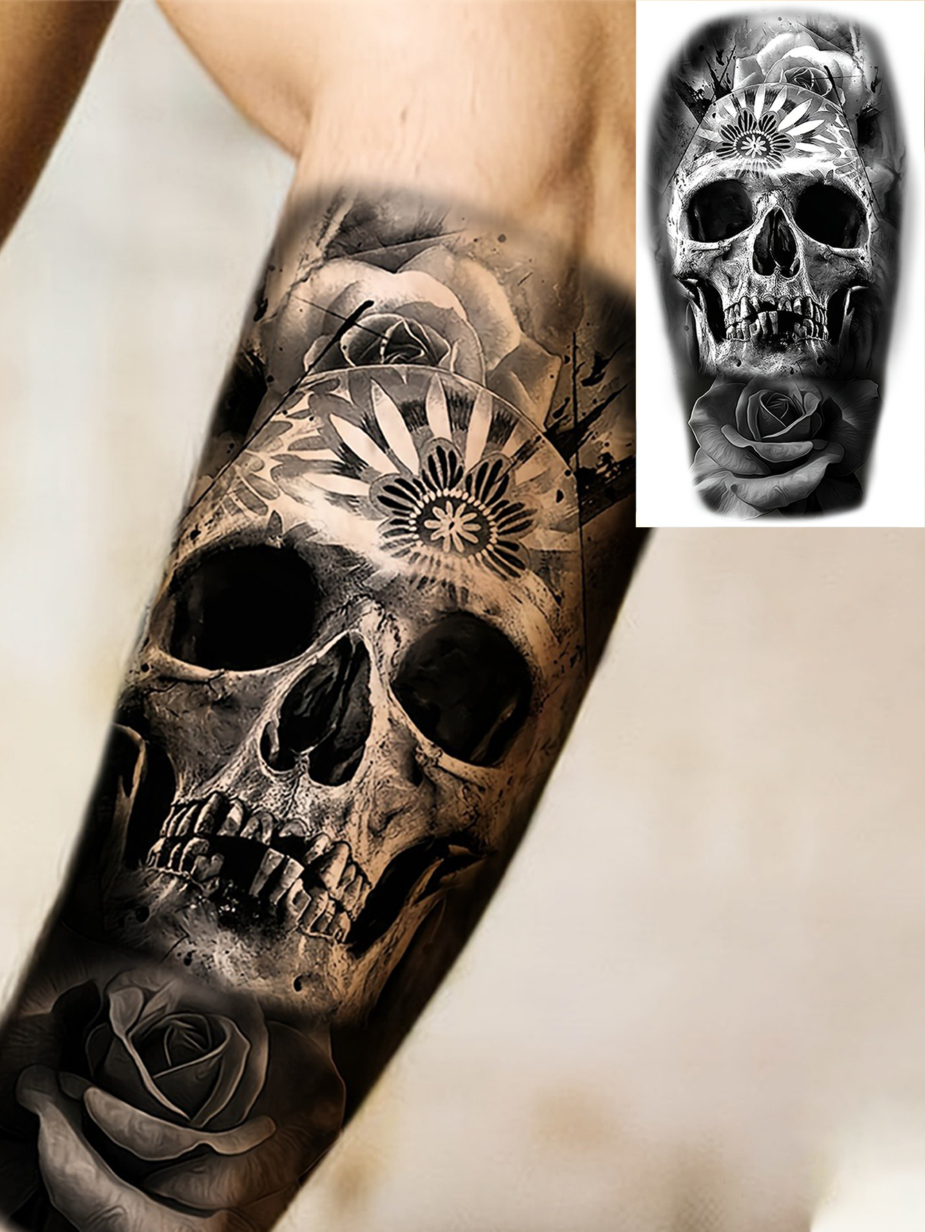 Skull Ghost  Temporary Tattoo Sticker